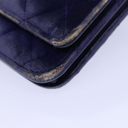 CHANEL Chain Shoulder Bag Moquette Navy CC 84139