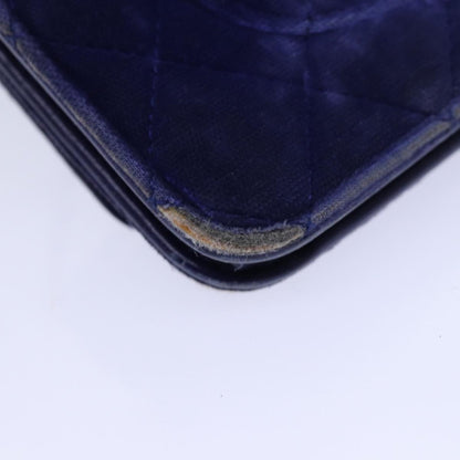 CHANEL Chain Shoulder Bag Moquette Navy CC 84139