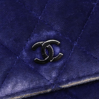 CHANEL Chain Shoulder Bag Moquette Navy CC 84139