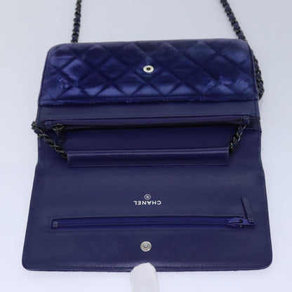 CHANEL Chain Shoulder Bag Moquette Navy CC 84139