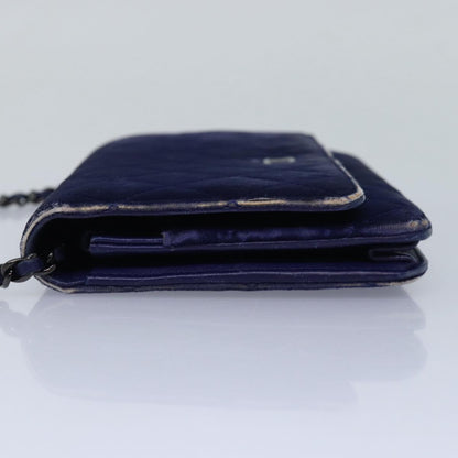 CHANEL Chain Shoulder Bag Moquette Navy CC 84139