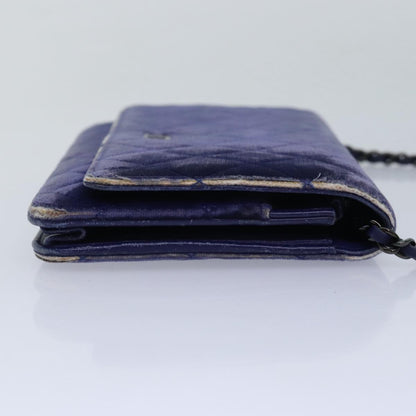 CHANEL Chain Shoulder Bag Moquette Navy CC 84139