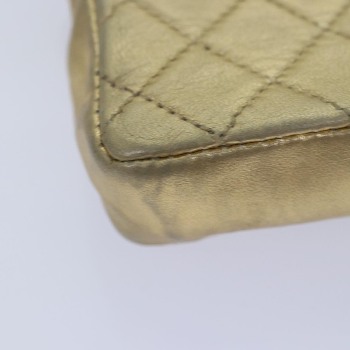 CHANEL Mini Matelasse Chain Shoulder Bag Lamb Skin Gold Tone CC 84205A