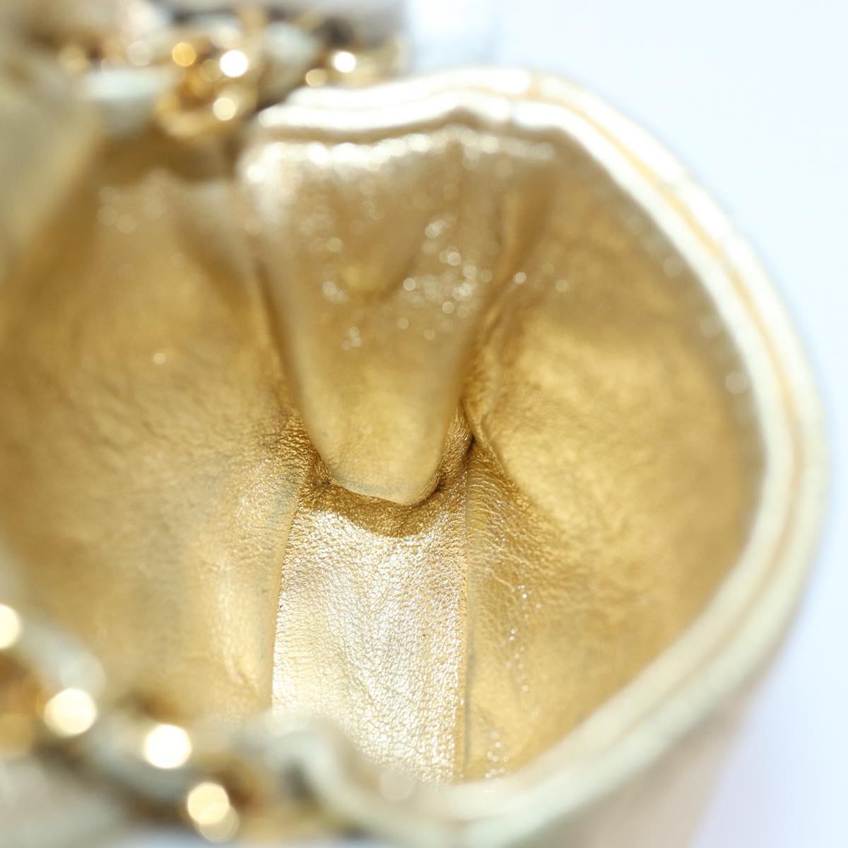 CHANEL Mini Matelasse Chain Shoulder Bag Lamb Skin Gold Tone CC 84205A