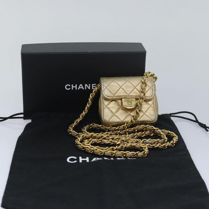 CHANEL Mini Matelasse Chain Shoulder Bag Lamb Skin Gold Tone CC 84205A