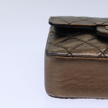 CHANEL Mini Matelasse Chain Pouch Lamb Skin Gold Tone CC 84490