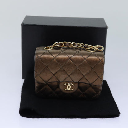 CHANEL Mini Matelasse Chain Pouch Lamb Skin Gold Tone CC 84490