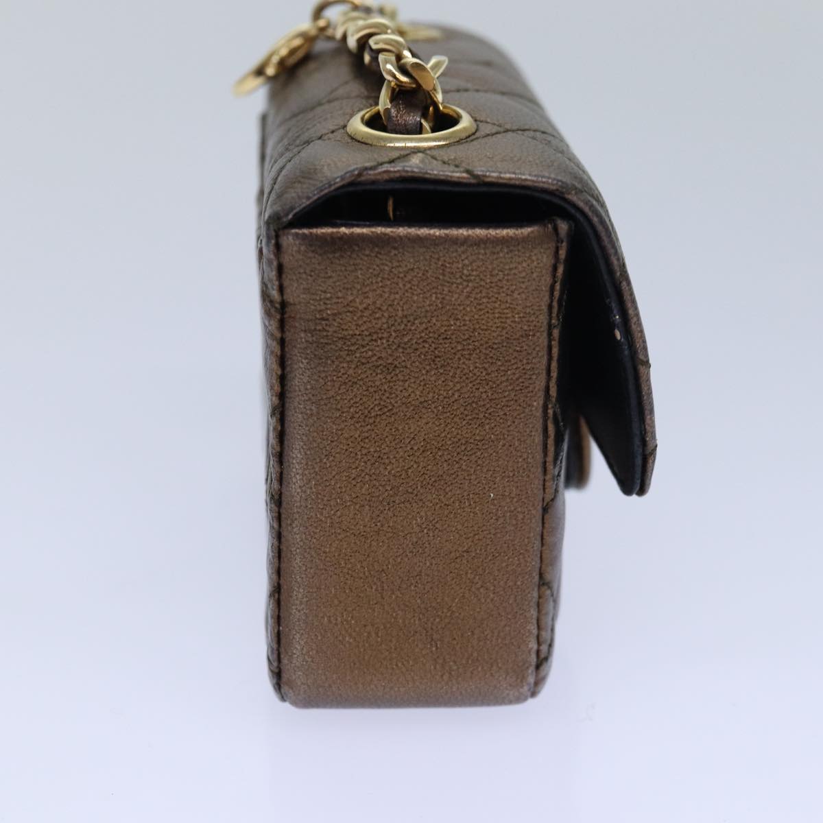CHANEL Mini Matelasse Chain Pouch Lamb Skin Gold Tone CC 84490