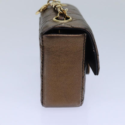 CHANEL Mini Matelasse Chain Pouch Lamb Skin Gold Tone CC 84490