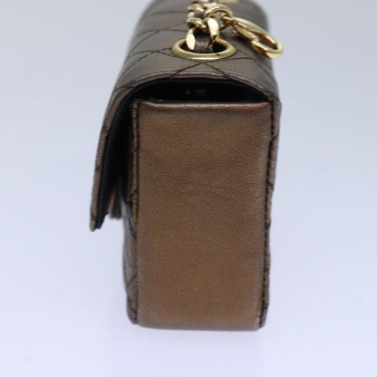CHANEL Mini Matelasse Chain Pouch Lamb Skin Gold Tone CC 84490