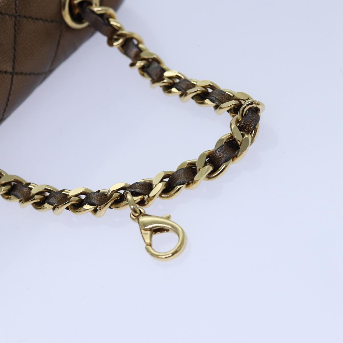 CHANEL Mini Matelasse Chain Pouch Lamb Skin Gold Tone CC 84490