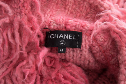 Chanel Pink Wool Button Up Cardigan Sweater SZ 42