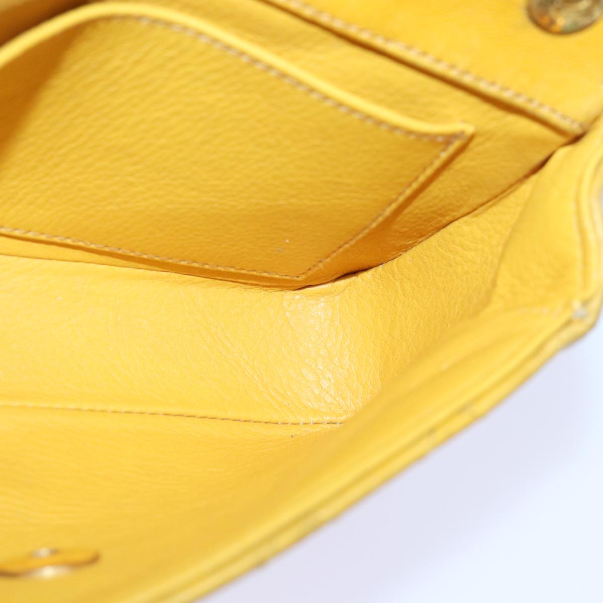 CHANEL Mini Matelasse Chain Shoulder Bag Lamb Skin Yellow Gold CC 85920