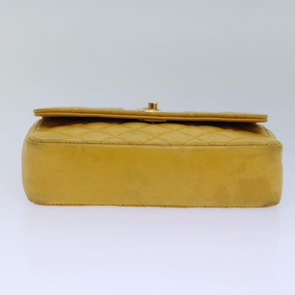CHANEL Mini Matelasse Chain Shoulder Bag Lamb Skin Yellow Gold CC 85920