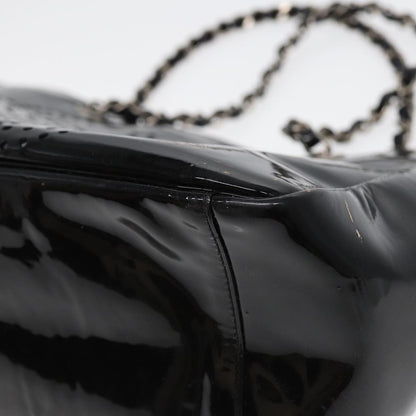 CHANEL Chain Tote Bag Patent leather Black Silver CC 86039