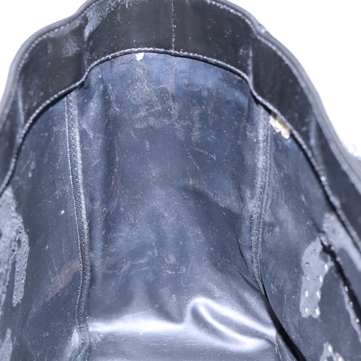CHANEL Chain Tote Bag Patent leather Black Silver CC 86039
