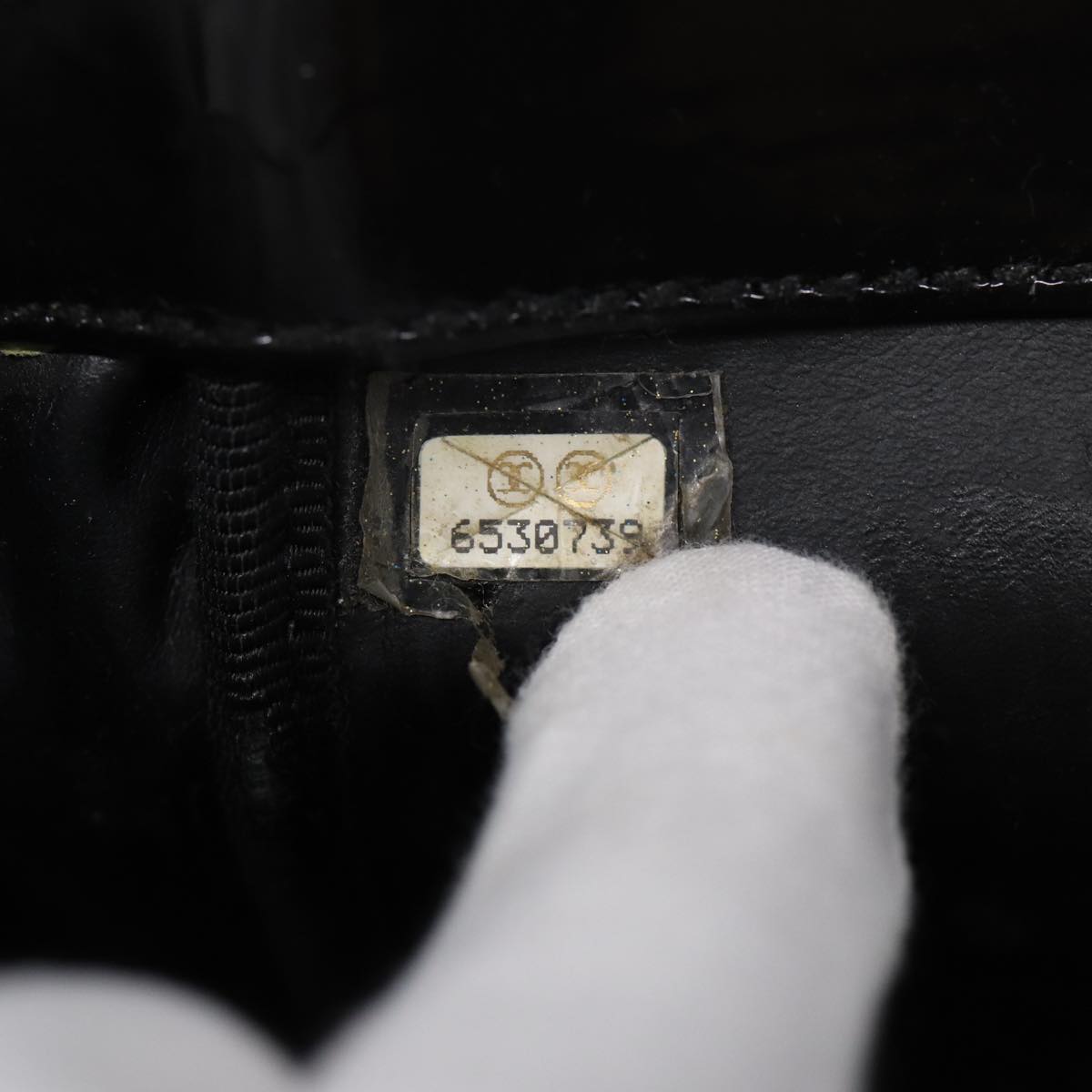 CHANEL Chain Tote Bag Patent leather Black Silver CC 86039