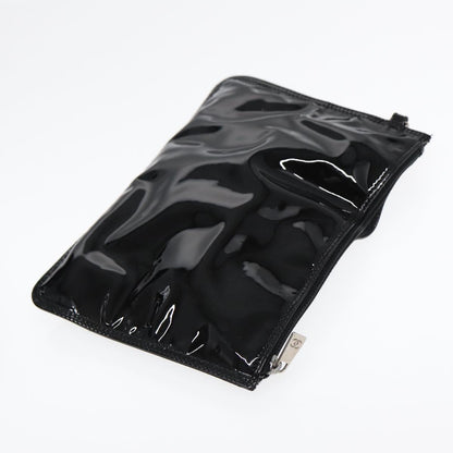 CHANEL Chain Tote Bag Patent leather Black Silver CC 86039