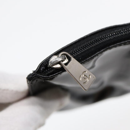 CHANEL Chain Tote Bag Patent leather Black Silver CC 86039
