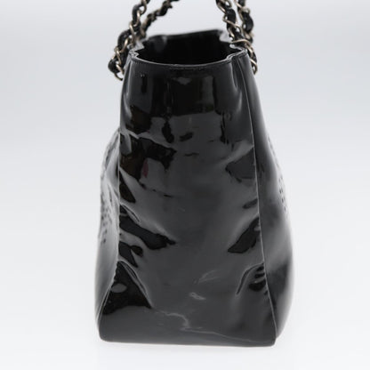 CHANEL Chain Tote Bag Patent leather Black Silver CC 86039