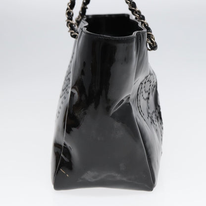CHANEL Chain Tote Bag Patent leather Black Silver CC 86039