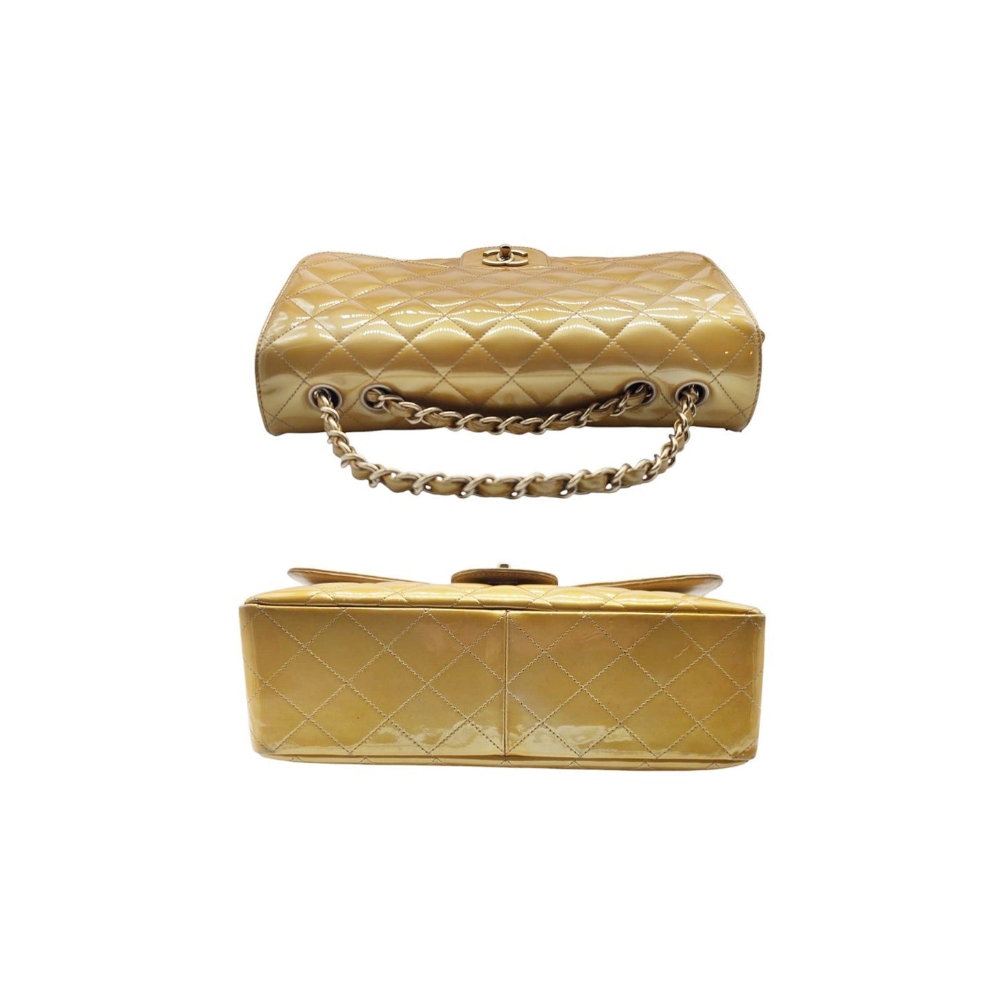 Chanel Vintage Classic Quilted Patent Single Jumbo Flap Bag