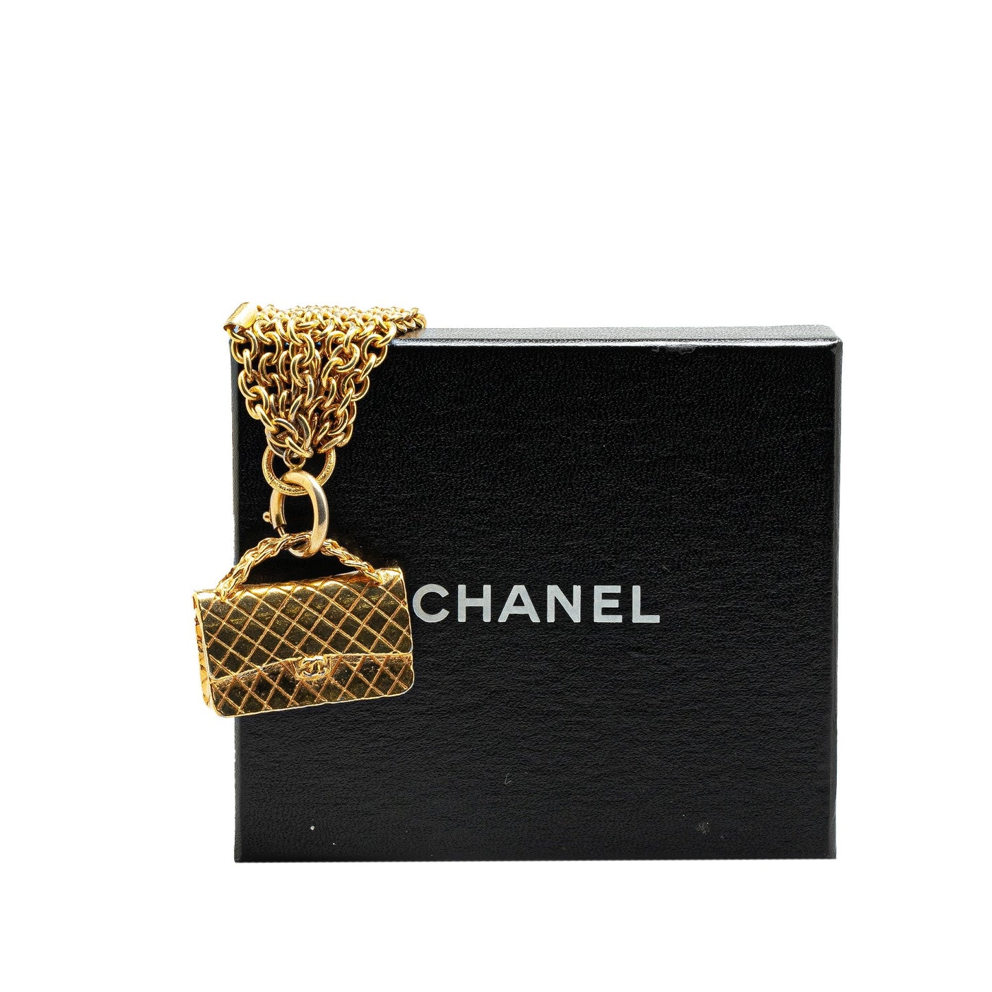 Gold Chanel Gold Plated Multi Chain Flap Bag Pendant Necklace