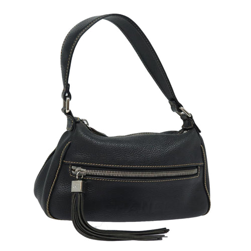 CHANEL Shoulder Bag Leather Black Silver CC 87033