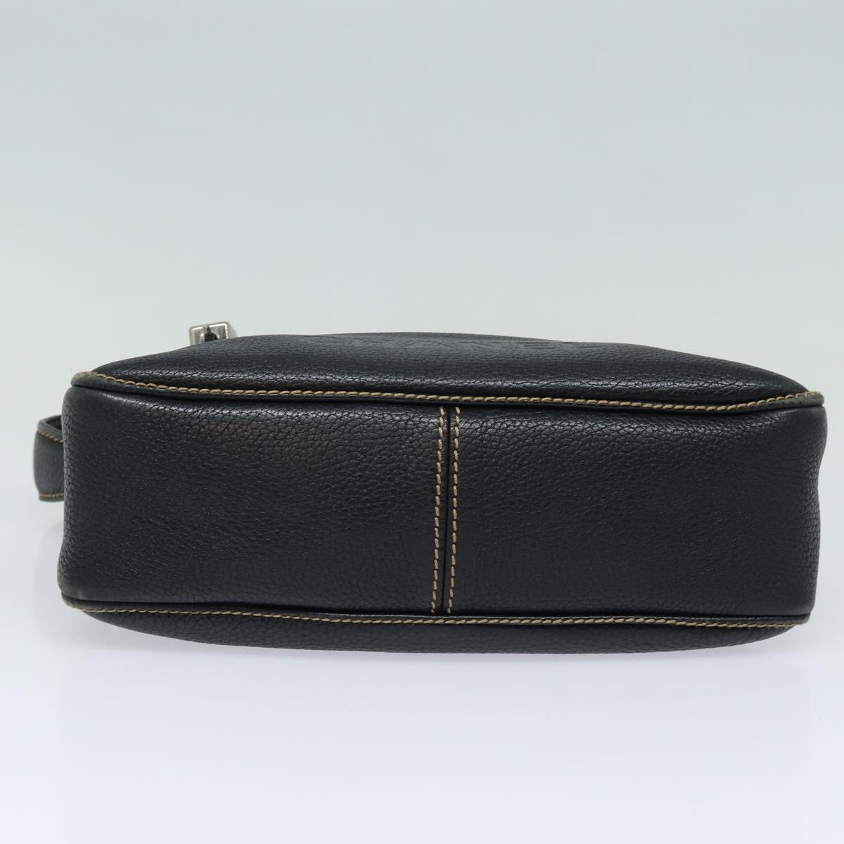CHANEL Shoulder Bag Leather Black Silver CC 87033