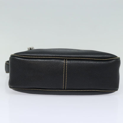 CHANEL Shoulder Bag Leather Black Silver CC 87033