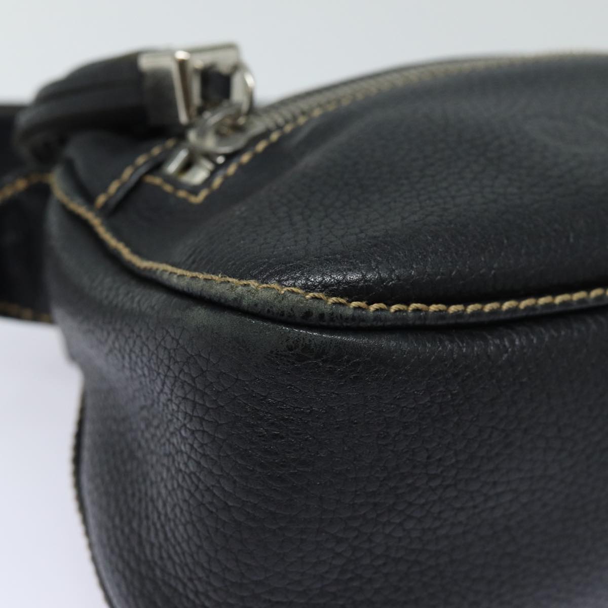 CHANEL Shoulder Bag Leather Black Silver CC 87033