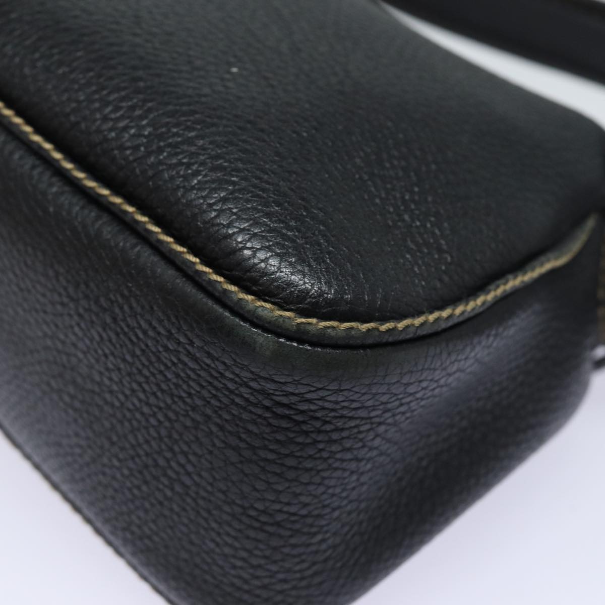 CHANEL Shoulder Bag Leather Black Silver CC 87033