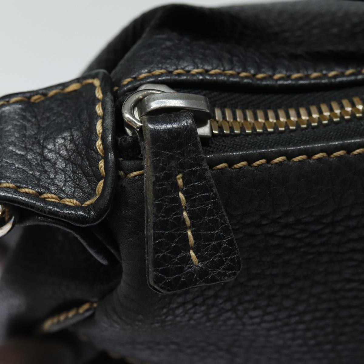 CHANEL Shoulder Bag Leather Black Silver CC 87033