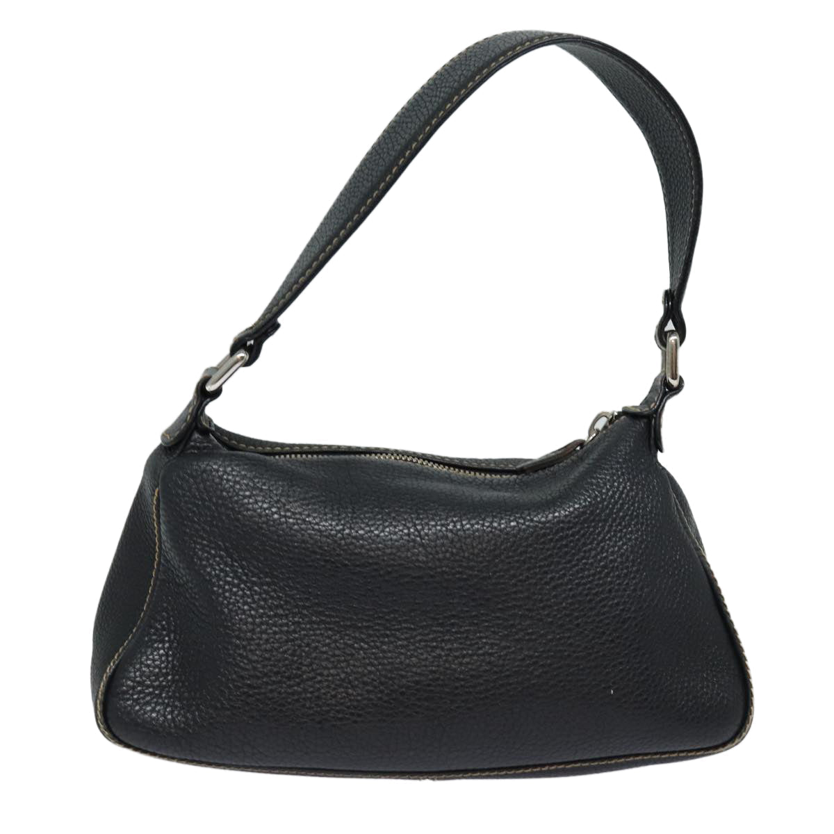 CHANEL Shoulder Bag Leather Black Silver CC 87033