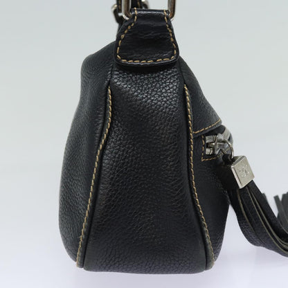 CHANEL Shoulder Bag Leather Black Silver CC 87033