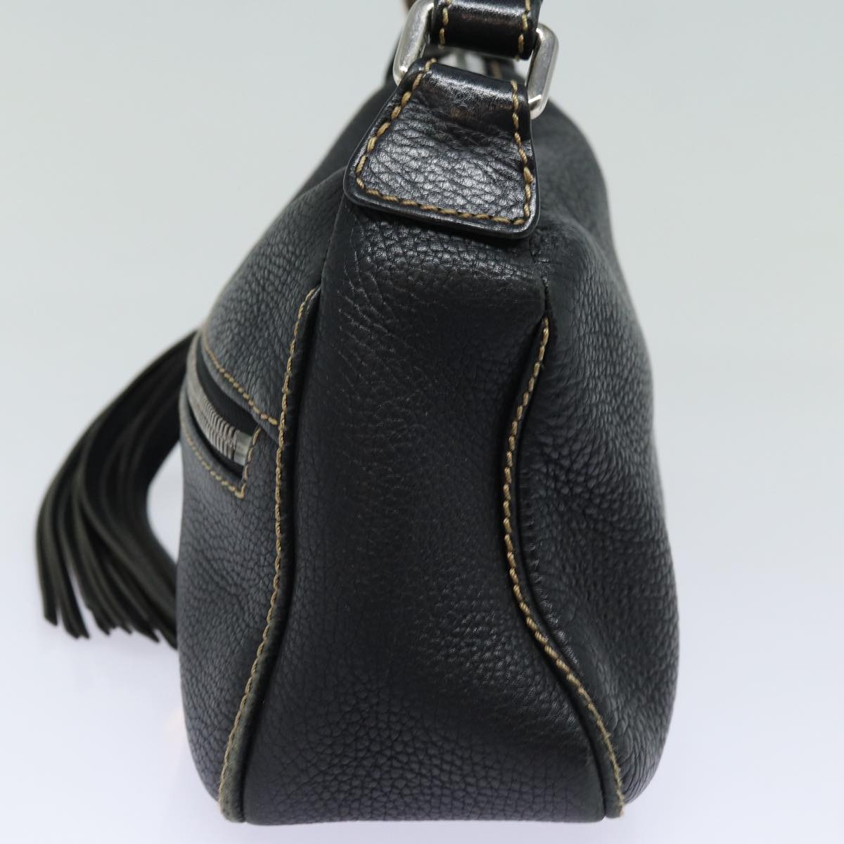 CHANEL Shoulder Bag Leather Black Silver CC 87033