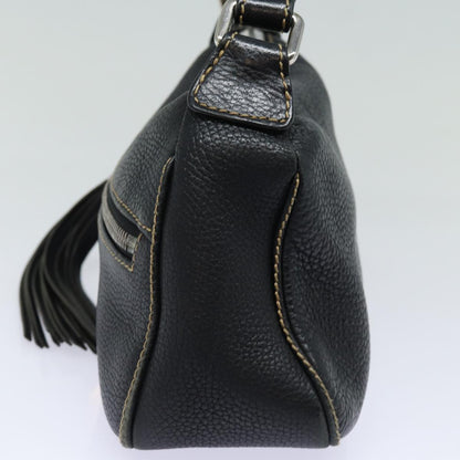 CHANEL Shoulder Bag Leather Black Silver CC 87033