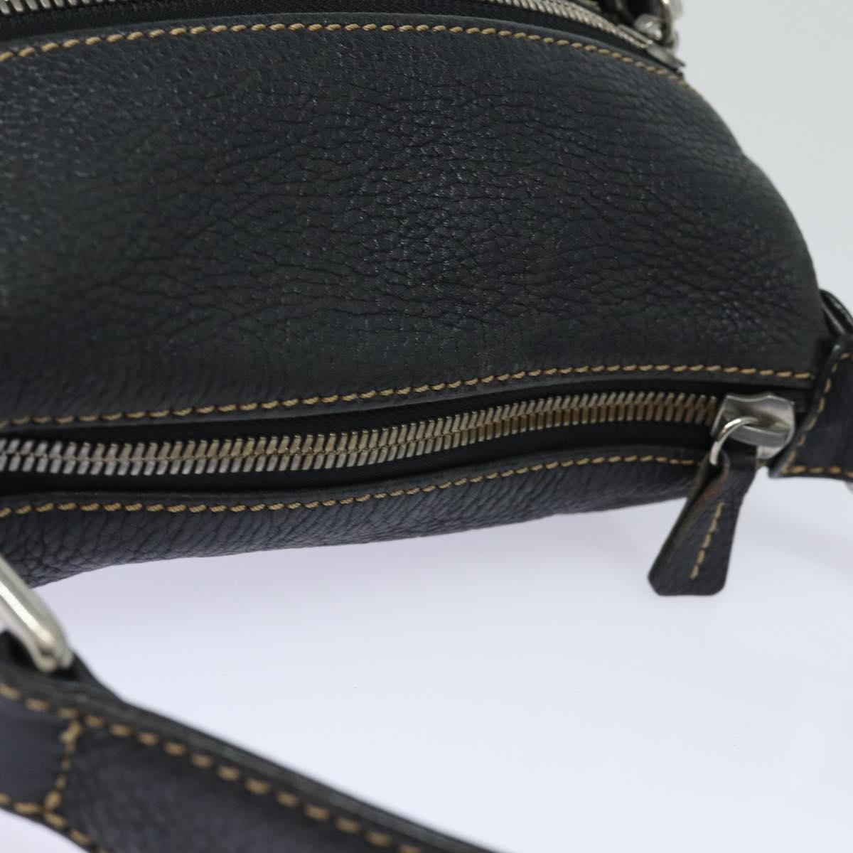 CHANEL Shoulder Bag Leather Black Silver CC 87033