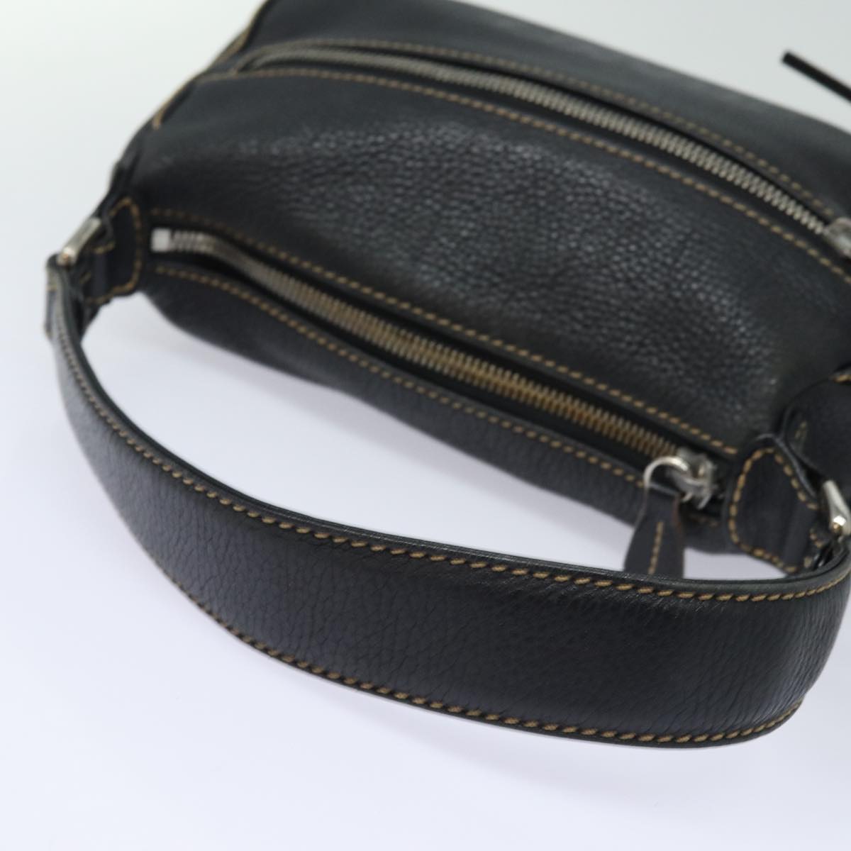 CHANEL Shoulder Bag Leather Black Silver CC 87033
