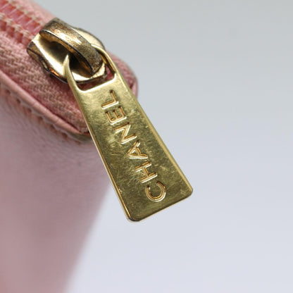 CHANEL COCO Mark Long Wallet Caviar Skin Pink Gold CC 87035