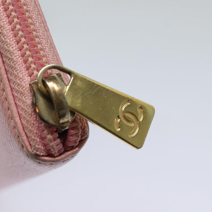 CHANEL COCO Mark Long Wallet Caviar Skin Pink Gold CC 87035