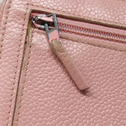 CHANEL COCO Mark Long Wallet Caviar Skin Pink Gold CC 87035
