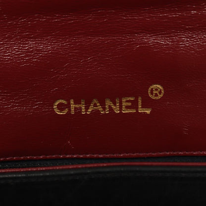 CHANEL Matelasse Turn Lock Chain Hand Bag Lamb Skin Black Gold CC 87124A