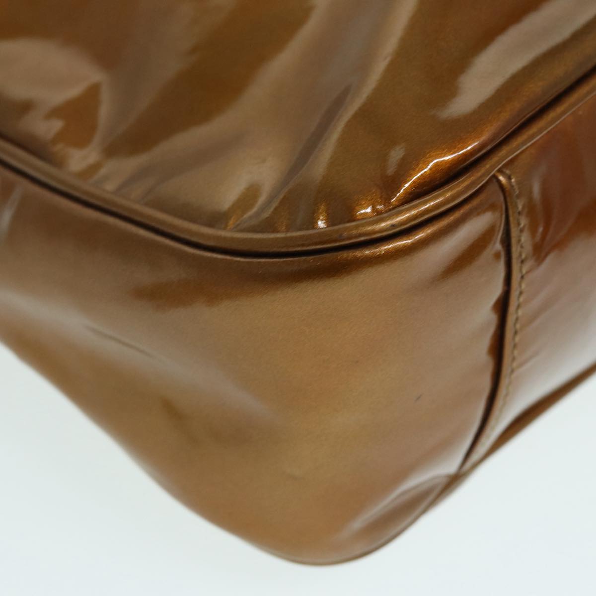 GUCCI Bamboo Hand Bag patent 2way Bronze  87342