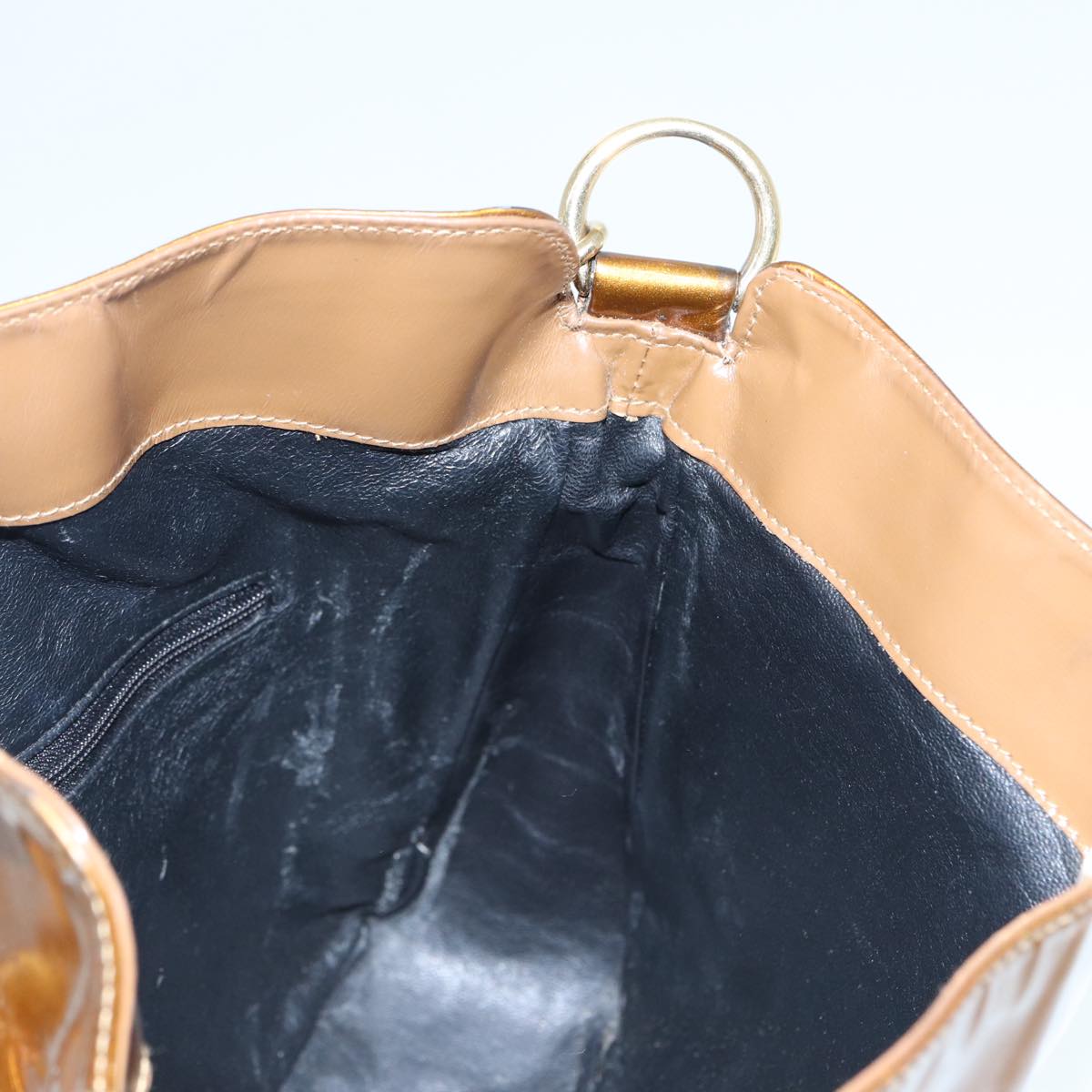 GUCCI Bamboo Hand Bag patent 2way Bronze  87342