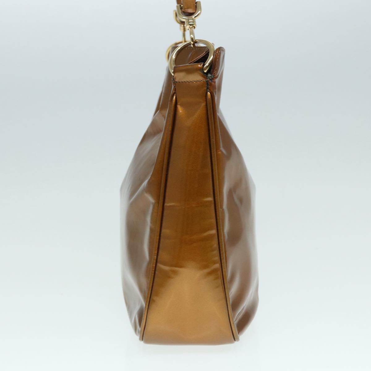 GUCCI Bamboo Hand Bag patent 2way Bronze  87342