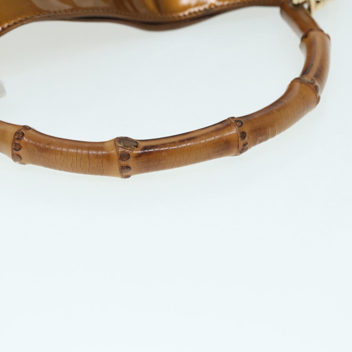 GUCCI Bamboo Hand Bag patent 2way Bronze  87342