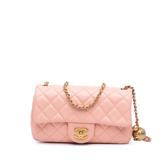 Chanel Sac Mini Rectangular Lambskin Pearl Crush Flap