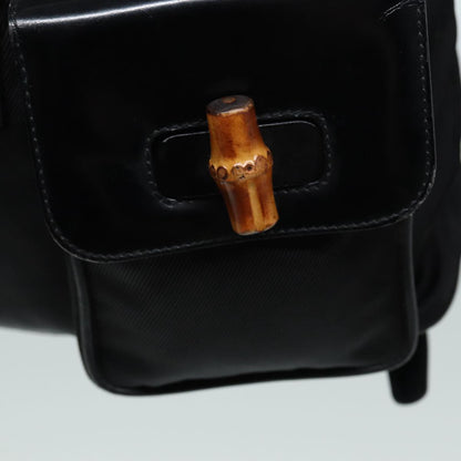 GUCCI Bamboo Backpack Canvas patent leather Black Silver  87626