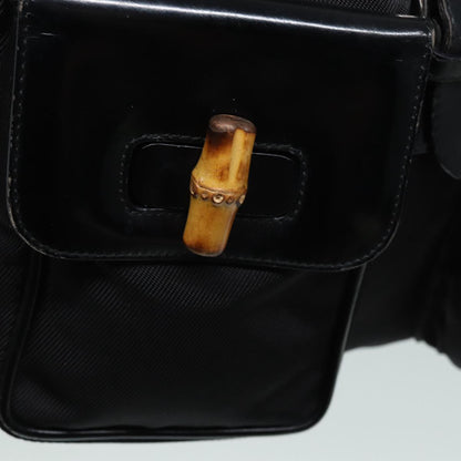 GUCCI Bamboo Backpack Canvas patent leather Black Silver  87626